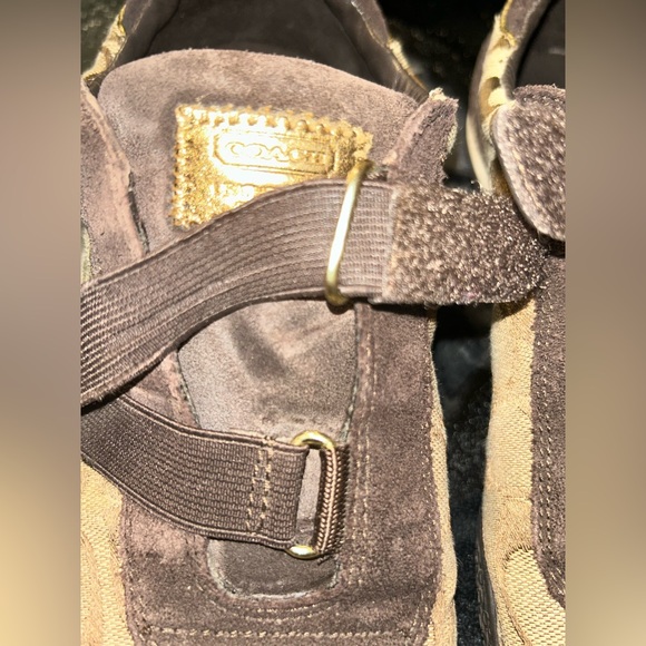 Coach Kyrie Signature Jacquard Sneakers - Khaki/Gold - Women’s Size 7 Authentic - Picture 4 of 6